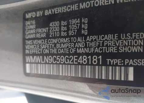 2016 Mini Clubman Cooper S from USA, damaged, VIN WMWLN9C59G2E48181